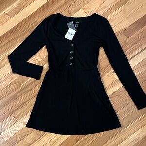 Forever 21 Black Long Sleeve Dress with Buttons